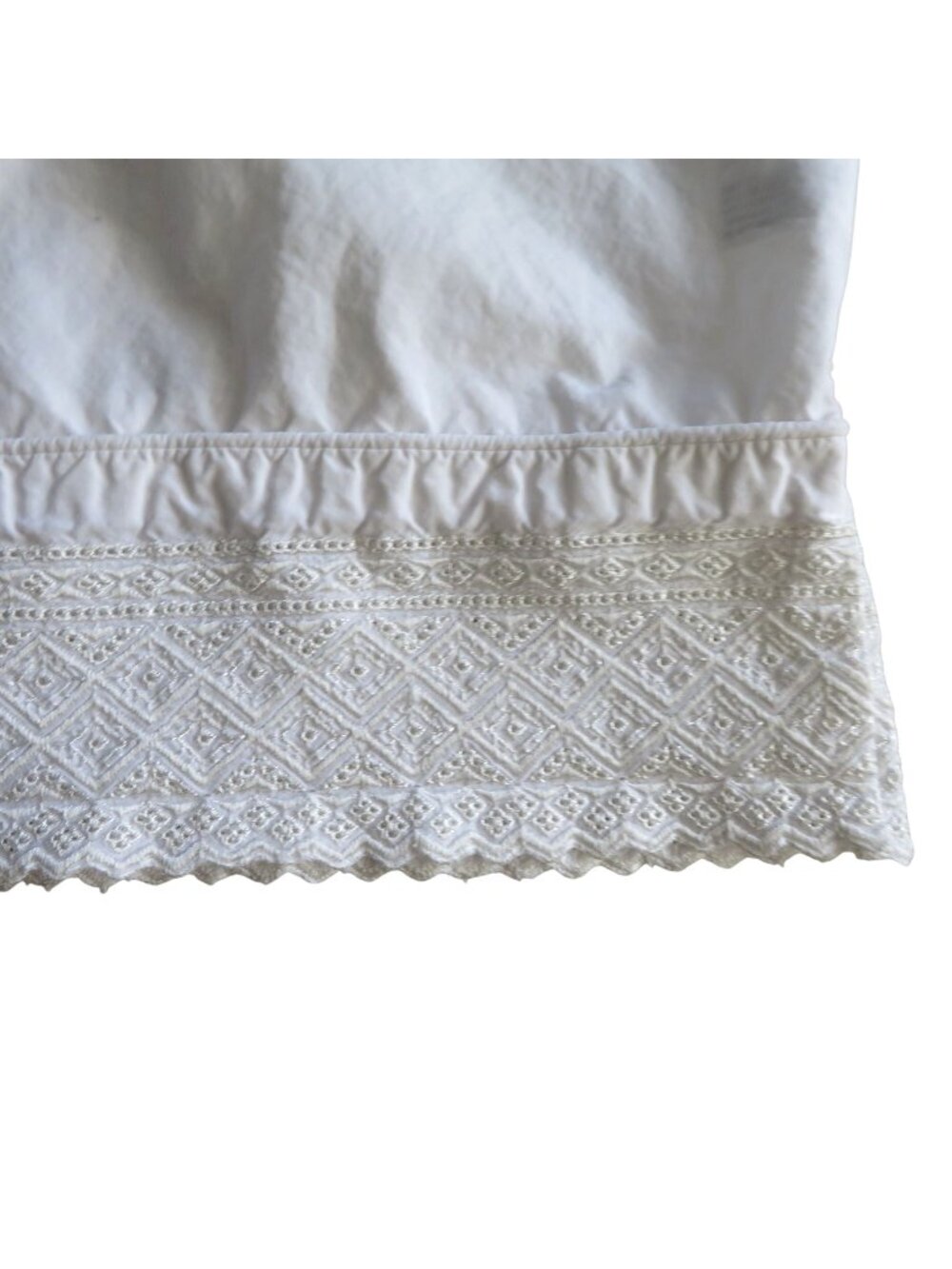 Set of 2 Vintage White Cotton Pillowcases Intricate Lace Hem Detailing Cottage